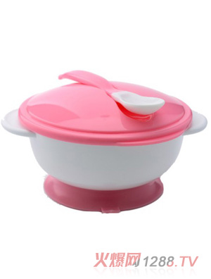 陽(yáng)光兔吸盤小碗配勺粉色