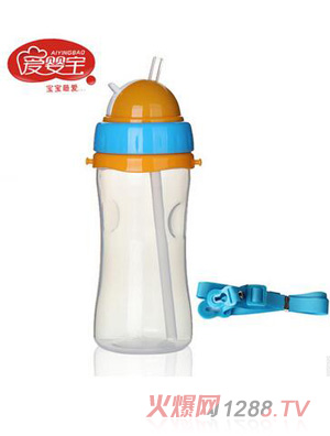 愛嬰寶 yingye軟管吸管學飲杯 兒童背帶防漏水杯350ml