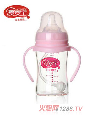愛嬰寶新生兒晶鉆玻璃專用奶瓶180ml