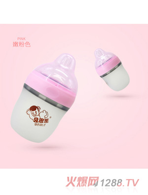 BENLE貝恩樂(lè)廣口徑仿真母乳實(shí)感硅膠奶瓶260ML嫩粉色