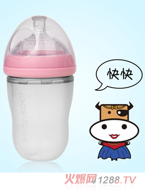 吉子天然母乳硅膠奶瓶 240ml 粉色（快快）